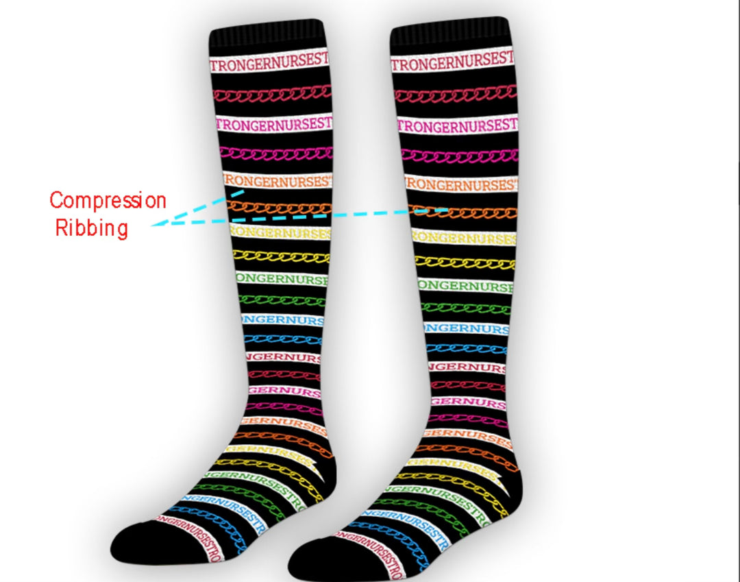 Stronger Nurse Striped Multicolor Compression Sock