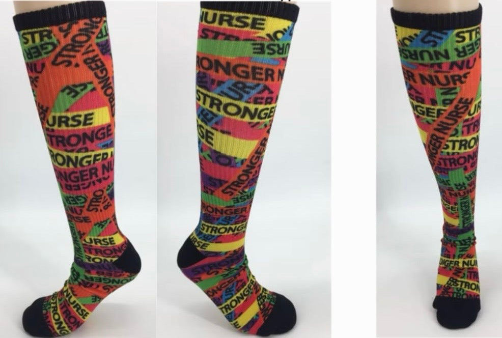 Stronger Nurse Neon Multicolor Compression Socks