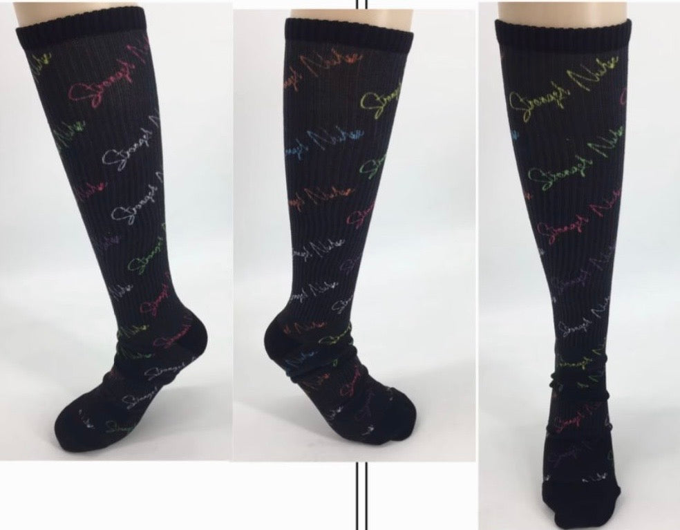 Stronger Nurse Cursive Compression Socks